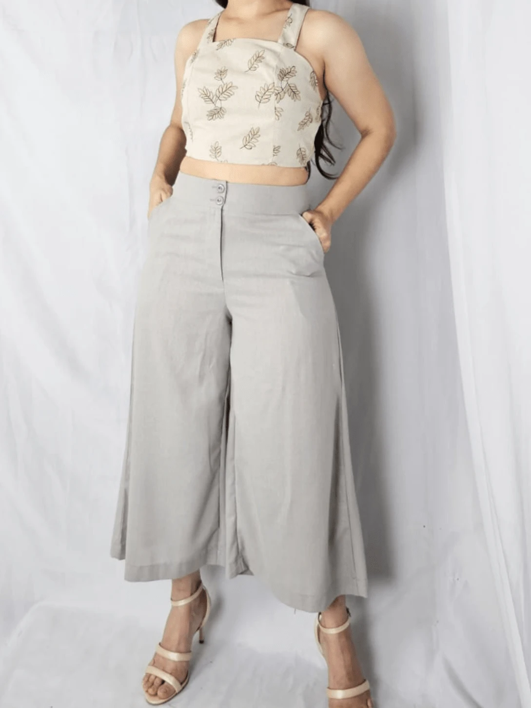 Women Pants - 灰色 - 查看 1