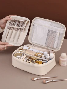 1pc Large Capacity Partition Storage Makeup Bag Travel Portable Toiletry Bag Cosmetics Storage Bag, Multi-Layer Detachable Makeup Bag, Unisex Skin Care Products Storage Bag, Suitable For Carrying Beauty Essentials Holiday Essentials Holiday Travel Essentials Travel Bag Travel Accessories Graduation Back To School Supplies
