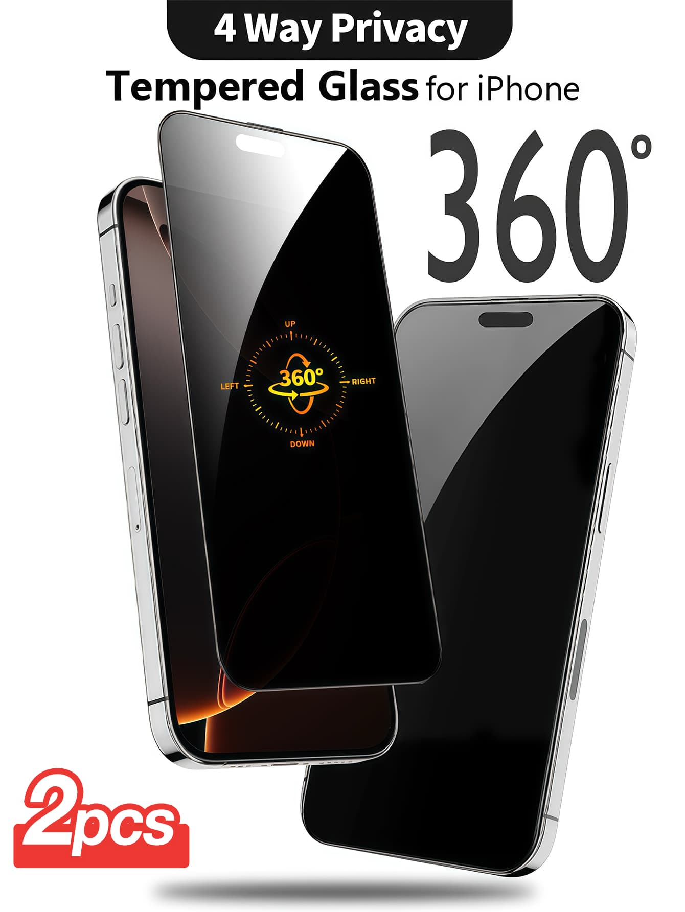 Yezodawee Bộ 2 miếng dán màn hình bảo mật tương thích với iPhone, bảo vệ toàn diện 360 độ, tương thích với iPhone 16 Pro (6.3 inch), kính cường lực chống trầy xước, chống nhìn trộm, độ cứng 9H, bảo vệ toàn diện 360 độ, hỗ trợ nhận diện khuôn mặt Face ID, cũng tương thích với iPhone 17 Pro Max/17 Pro/17 Air/17/16e (6.1 inch), 15 Pro Max/14 Plus/13 Pro, 12 Mini, Xs Pro Max - 2 cái - Xem 1