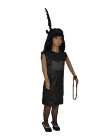 Vestido Disfraz Charleston Burlesque Infantil Festival Tema Escuela - Negro - Ver 5