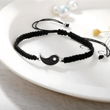 2 أساور محبوكة يدوية للأزواج بشكل السمكة المتداخلة ياي ياج وباغوا