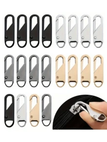 10pcs/4pcs Metal Zipper Pulls, 4 Types Of Replacement Zipper Sliders For Luggage, Jackets, Backpacks, Boots, Wallets, Coats - Multicolor - View 1