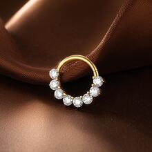 1 pieza Aros de aro de circonita redonda de titanio para mujeres, para cartílago, daith, rook y perforaciones de septum, joyería corporal - TF661 - Ver 5