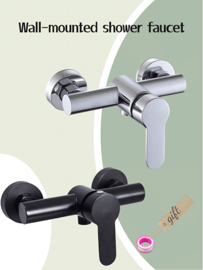 1pc Luxurious Shower Faucet - Bathtub Faucets With Stainless Steel Reinforced Accessory, Single Function Hot And Cold Water Mixer Valve, Ideal For Shower Rooms, Bathrooms, And Toilets, Corrosion-Resistant (Chrome, Black,Selectable) Bathroom Accessories Bathroom Tools
