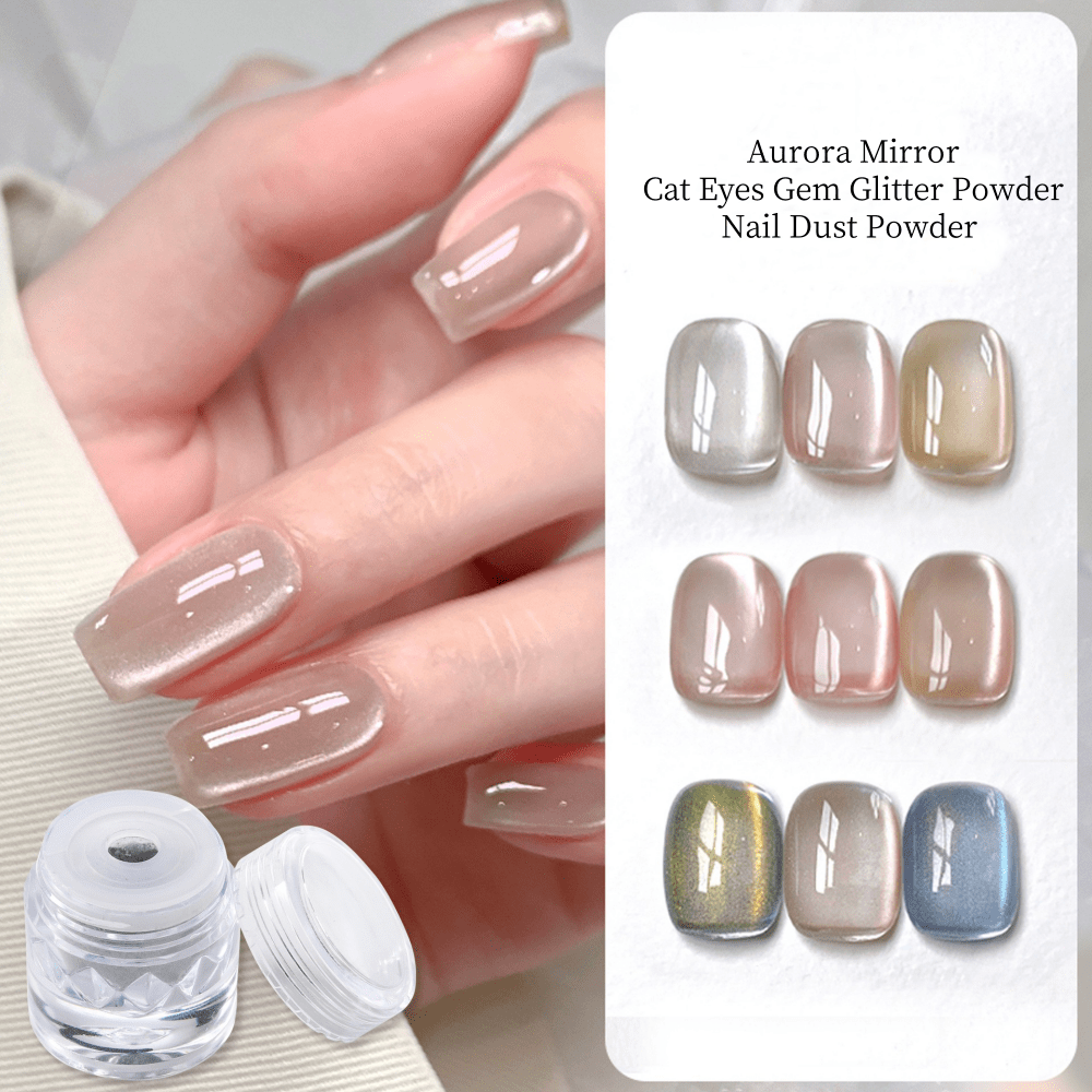 1 Box Aurora Mirror Cat Eyes Gem Glitter Powder Nail Dust Powder Manicure Design DIY