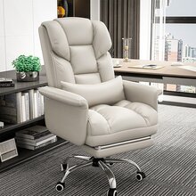 Executive Office Chair With Footrest, Ergonomic Office Chair, Reclining PU Leather Computer Chair, Office Chair, Floor Swivel Office Chairs, Leather Comfy Work Office Chairs, Rolling Throne Chaise Furniture Chair, Home Office Chair, Office Chair - trắng - Xem 3