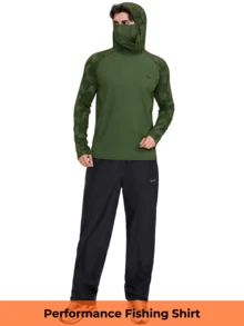 RODEEL Men's Hooded T-Shirt Sun Protection Clothes With Face Mask Color Block Printing Raglan Quick Dry Breathable Long Sleeve Suitable For Outdoor Fishing And Hiking Adventure Water Sports - Army Green - View 7