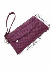 1PC 简约女士手拿钱包韩版浮雕格子小钱包零钱包