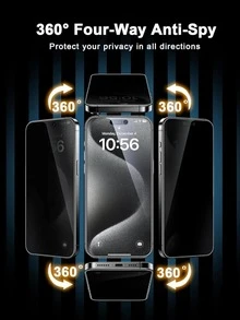 Yezodawee Bộ 2 miếng dán màn hình bảo mật tương thích với iPhone, bảo vệ toàn diện 360 độ, tương thích với iPhone 16 Pro (6.3 inch), kính cường lực chống trầy xước, chống nhìn trộm, độ cứng 9H, bảo vệ toàn diện 360 độ, hỗ trợ nhận diện khuôn mặt Face ID, cũng tương thích với iPhone 17 Pro Max/17 Pro/17 Air/17/16e (6.1 inch), 15 Pro Max/14 Plus/13 Pro, 12 Mini, Xs Pro Max - 2 cái - Xem 2