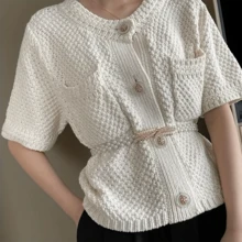 1pc Golden Leaf Faux Pearl Waist Chain, Suitable For Wearing With Dresses - Gold - View 2