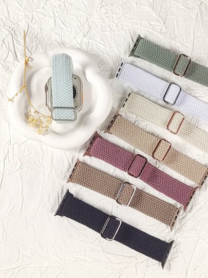 Braided Stretchy Apple Watch Bands Compatible With Apple Watch Dial 38mm 40mm 41mm 42mm 44mm 45mm 46mm 49mm Women Men, Adjustable Nylon Solo Loop Elastic Straps Compatible With Apple Watch Series 10 9 8 7 6 5 4 3 SE Ultra