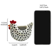 1pc Speckled Chicken Resin Decorative Vase, Home Foyer Tabletop Outdoor Garden Decor