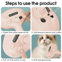 3-In-1 Steam Cat Brush With Water Spray Blue Light Disinfection - Usb Rechargeable, Self-Cleaning Pet Grooming Tool For Cats & Dogs