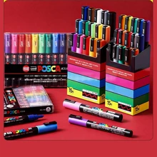 Set de marcadores acrílicos UNI Feutre, nuevo empaque, PC-1M, PC-3M, PC-5M, bolígrafo para póster publicitario POP, dibujo, manualidades de arte para estudiantes, útiles escolares