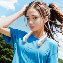 AOYI 1pc Rechargeable Portable Halter Fan With 800mAh Battery, 3 Speed Adjustable, Minimalist Design For Outdoor Use With Charging Cable