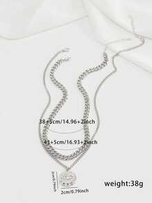 2pcs Demon Eye Pendant Necklace Set, Versatile Clavicle Chains Suitable For Women (Chain Loop & Bead Quantity Random) - Silver - View 6