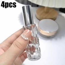 4 pezzi - 10/15ml Bottiglia da viaggio portatile per profumo, contenitore cosmetico ricaricabile trasparente con tappo artistico, perfetto per tonico, soluzione di bellezza portatile, accessori da viaggio ideali, articoli essenziali per le vacanze, piccolo profumo da donna e uomo, ideale per spiaggia