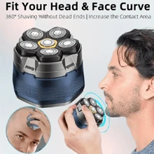 YTWO 6D Men's Electric Bald Head Clipper | 6 Floating Blades | Cordless, Rechargeable | For Short Hair & Travel | Great Gift For Him, Titanium Head Shaver Is The Evolution In Electric Head Shavers For Bald Men. Battery Capacity: 1400mAh