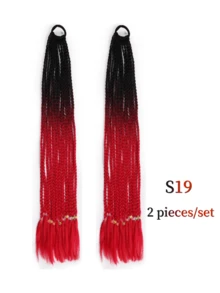 2-Pack Handwoven Colored Ponytail Wig 24-Inch Rubber Band Colored Braid Hair Extensions Ladies Party Role Play Holiday Dress Stage Show Accessories Three-Strand Braid Wig - S19 - View 5