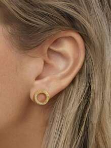 1 par de aretes de círculo hueco de plata esterlina 925 con joyas para mujeres, regalo de joyería fina casual para damas para el Día de San Valentín