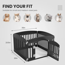 Black Foldable Pet Playpen For Dogs & Cats – Indoor/Outdoor Use, 4/6 Panels With Door, Bite-Proof & Safe Plastic, Secure Play Space For Small/Medium Pets