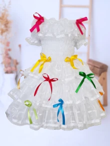 Country Dress Little Bride Bride Junina Party White Children's Youth Borboletinhas Kids - 白色 - 查看 1