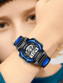 1件装防震多色圆形青少年手表，带闹钟、日期、计时、夜光、多功能电子表功能，适合作为青少年节日、生日、毕业典礼、圣诞节和其他节日的礼物。 - 彩色 - 查看 5