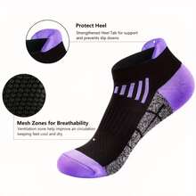 1/6 Pair Of Women's Compression Sports Socks, Cushioned, Breathable, Moisture Wicking, Arch Support, Ankle Socks For Running, Cycling, Hiking And Outdoor Activities - Multicolor - View 6
