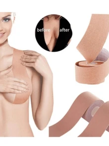 Fita Invisible de Sustentação do Busto - 2,5/3,8/5/7,5/10cm, À Prova D'água, Patch Modelador de Colo para Vestidos de Noiva/Vestidos Sem Alça, Adesivo Médico de Silicone Cobre Mamilos (Multi-Tamanho e Reutilizável), Acessórios de Academia, Ataduras, Fita Adesiva Esportiva