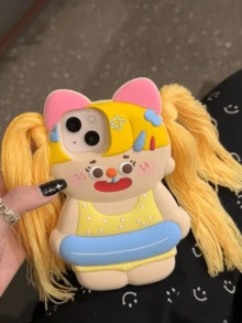 Anime Summer Yellow Braided Swimming Girl Protective Mobile Phone Case Compatible With APPLE 16/15/14/13/12Pro/Pro Max,APPLE 11 - Multicolor - View 3