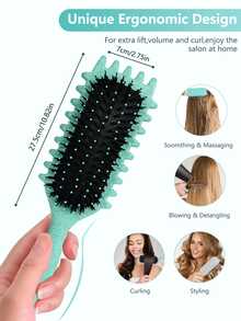 1 件卷发梳、卷发刷、发刷、梳子、美发工具、卷发刷，用于梳理和塑造男士和女士的卷发，减少拉扯和卷发分离，理发沙龙美容旅行必需品的美发产品和配件，卷发卷发刷 - 彩色 - 查看 8