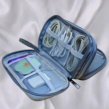 Organizador de bolsa de almacenamiento de cables de datos digitales, bolsa de viaje portátil para disco duro externo, power bank, cables de carga de auriculares, estuche de teléfono móvil - Negro - Ver 6