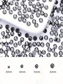 2000pcs 3-6mm Light Gray Flat Back Resin Rhinestones, Round Jelly Gems, Suitable For Making Accessories, Shoes, Clothes, Cosmetics, Bags, Decorations, Etc. - Light Grey - View 4