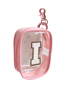 Portable Mini Transparent Zipper Storage Bag, Embroidered Letters On Towels, Compact Multifunctional Storage Device, Headphone And Charger Case With Keychain, Transparent Travel Accessories, Exquisite And Compact, Suitable For Storing Small Items, Data Cable Storage Bag, Bracelet Bag,Clay Figurine Model Portable Bag, Storage Bag, Transparent Pvc Material, Waterproof And Stain Resistant - Pink - View 16