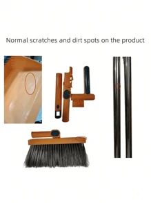 1 Set Home Broom And Dustpan Kit, Long Handle Floor Cleaning Broom And Dustpan Set With Rotatable Broom And Brush Teeth Dustpan, For Dust And Dirt Removal, Household, Kitchen, Room, Office, Cleaning Supplies, Cleaning Tools, Back To School Supplies
