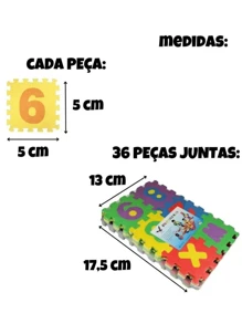 Tatame De EVA Educativo Infantil Numeros e Letras Brinquedo C/36 Peças