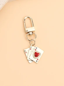 1pc Unisex Creative Poker Card Stainless Steel Keychain, Spades A Bag Charm