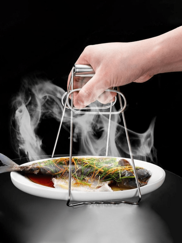 1 pieza Pinza resistente al calor de acero inoxidable/Herramienta práctica de cocina y comedor/Pinza para bandejas/Pinzas aislantes del calor/Pinza anti-escaldadura