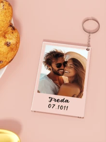1pc Custom Photo And Text Keychains, Custom Picture Keychains, Text Personalized Photo Keychains, Custom Photo Gifts, Personalized Acrylic Keychains, Personalized Picture Keychains, Text Holiday Discovery, Winter Fashion, Valentine's Day Gifts, Send Girlfriend/Boyfriend/Female/Male Personalized Gifts To Parents/Friends, Personalized/Customized Keychains - 3 Key Chains 8.5*5.5 - View 2