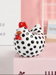 1pc Speckled Chicken Resin Decorative Vase, Home Foyer Tabletop Outdoor Garden Decor