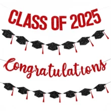 Neue Klasse von 2025 / Glückwunsch Abschlussfeier Dekorations-Banner mit Bachelor-Hut, Hochzeitssegen Banner Abschlussfeier Dekorations-Banner
