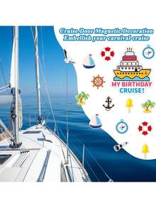 19Pcs Cruise Door Decorations, Birthday Magnetic Cruise Ship Magnets Funny Door Decorations For Stateroom Cabin Door,Nautical Cruise Theme Party, Anniversary Cruise For Happy Birthday Carnival Party Supplies Favors On Cruise Gifts Graduation,Wall Decor - Multicolor - View 7