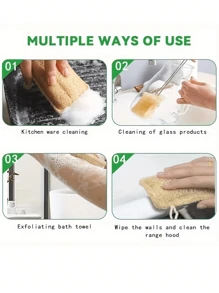 1/2/3/4/5Pcs Natural Loofah Exfoliating Body Scrub - Gentle Shower & Bath Sponge For Men And Women, Daily Use Or Kitchen Cleaning
