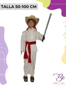 Traje Manta Infantil niño Regional Típico Disfraz Festival Bailable Traje Tema Escuela - Beis - Ver 3