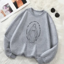 Unisex Cold Weather Top CREW NECK Without Hood Our Lady Print Christian Catholic Devotion Look - 鏽棕色 - 查看 2