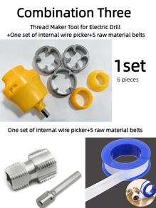 Juego de 6 piezas de rosca de PVC - Juego de machos y terrajas para tubería de plástico, kit de roscado de tubería, con 3 terrajas de 1/2", 3/4", 1", herramienta de roscar tuberías para corte y roscado profesional de tuberías