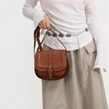 1 套棕色 PU 皮革女士单肩包、复古迷你马鞍钱包和波西米亚斜挎包 - 棕色 - 查看 5