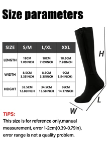 2 Pairs Zipper Compression Socks For Men And Women - Calf & Knee Support Stockings 15-20mmHg Compression Stockings, Side Zip Knee High Socks,Comfort And Breathability,Suitable For Sports