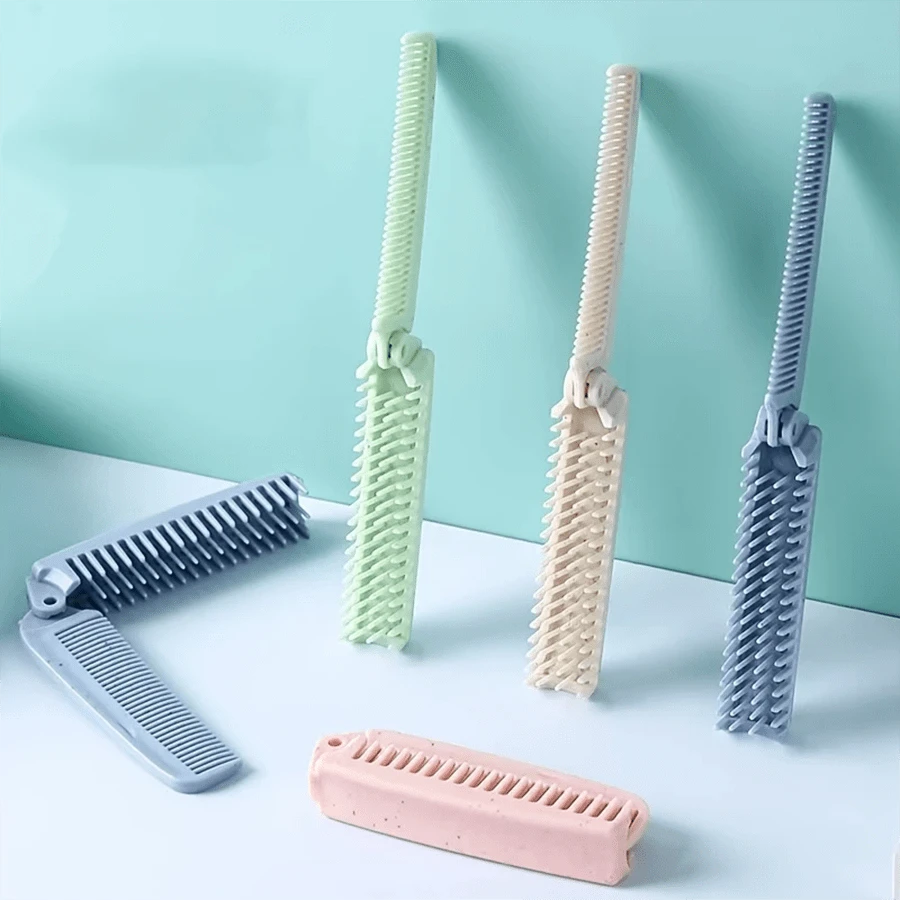 1pc 2-In-1 Foldable Hairbrush, Compact Travel Brush With Coarse & Fine Teeth For Straightening & Curling Hair
