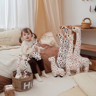 1 st Söt plysch giraff gosedjursdocka, mjuk plyschdocka för pojkar och flickor Födelsedagspresent, plyschdjurdekor, present till pojkrummet, present, brunbeige, djur, pojkrum, flickrum, rosa, gosedjur, gåva